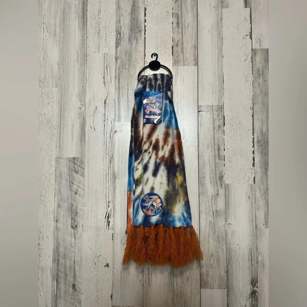 Looney Tunes Tie-Dye Scarf With Fringe Bugs Bunny & Lola Bunny Patch Space Jam S